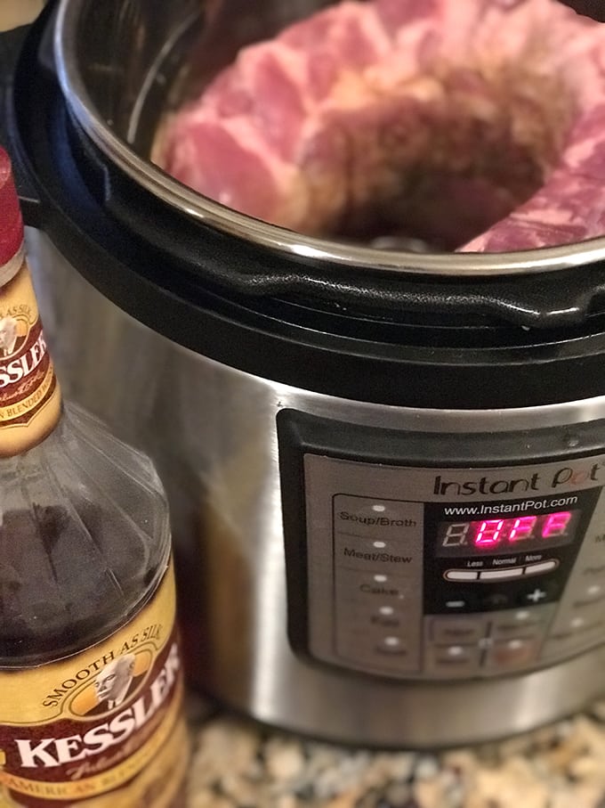 Making instant pot ribs with whiskey.