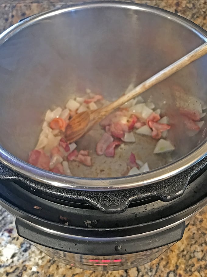 Using the sauté function for quick baked beans from the Instant Pot