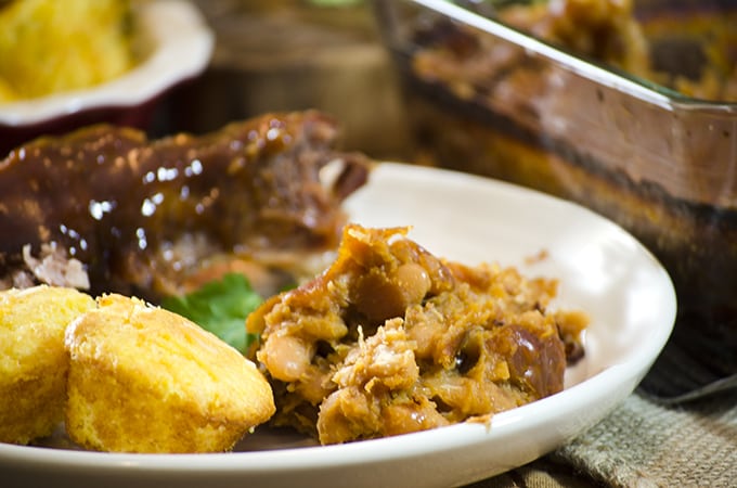 quick baked beans on a plate