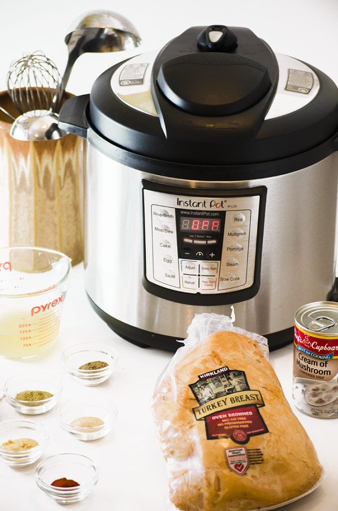 Ingredients for instant pot hot turkey sandwiches